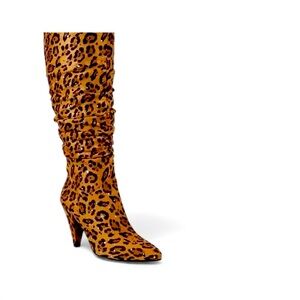 IMPO Stretch Theodore memory foam heeled knee boots Size 7.5M  Leopard print EUC